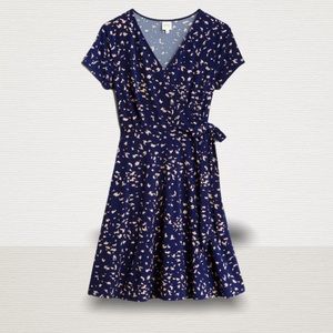 Kaileigh Blue Pattern Faux Wrap Dress Size L